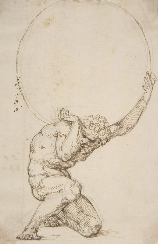 Crouching Figure Of Atlas Wall Art by Baldassare Peruzzi - High-Resolution Digital Print