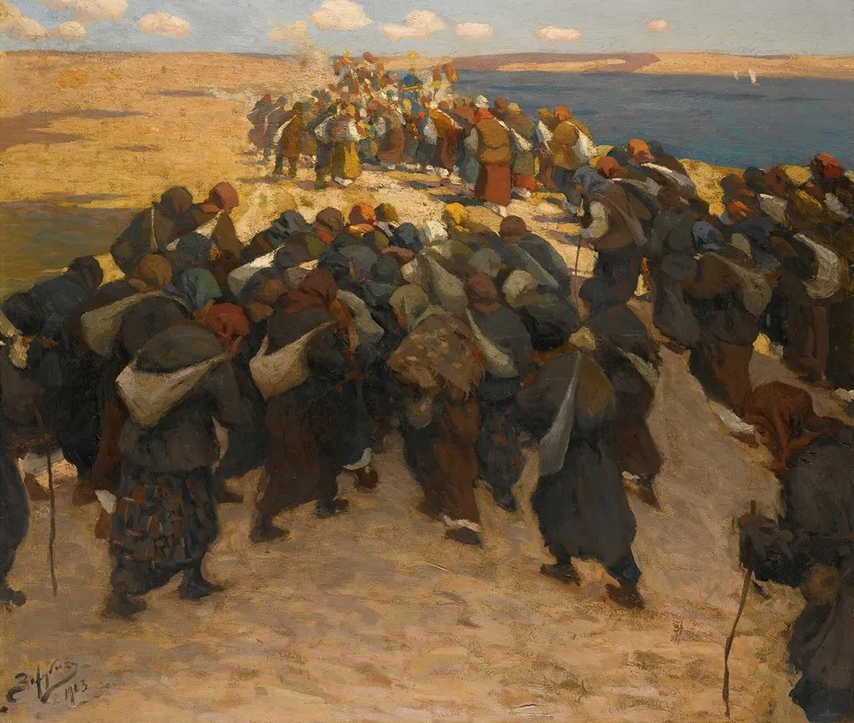 Crowd Of Pilgrims Wall Art by Viktor Ivanovich Zarubin - High-Resolution Digital Print