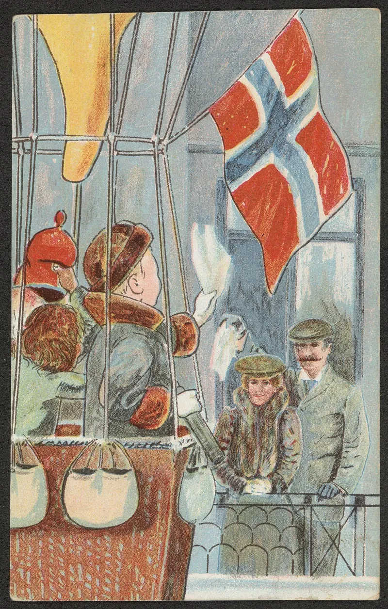 Crown Prince Olav In A Hot Air Balloon Wall Art by Otto Johannes Moe - High-Resolution Digital Print