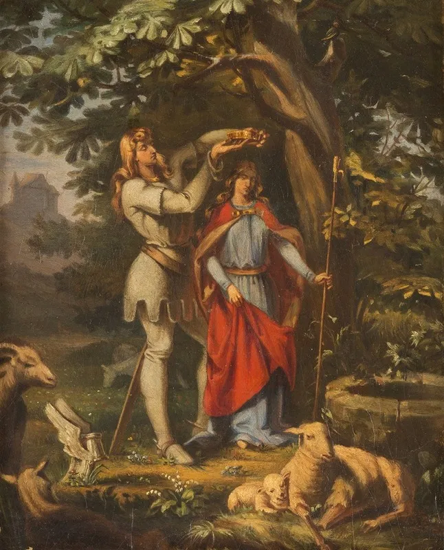 Crowning Of A Knight Couple Wall Art by Julius Erdmann August Naue - High-Resolution Digital Print