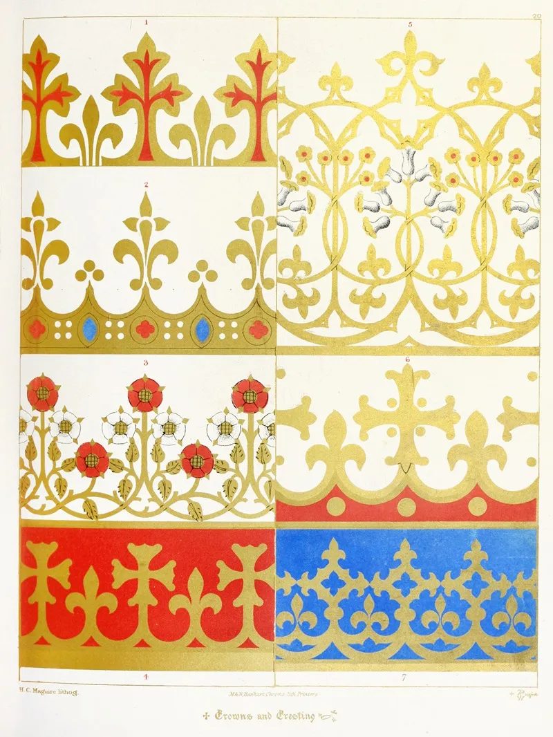 Crowns And Cresting Wall Art by Augustus Pugin - High-Resolution Digital Print