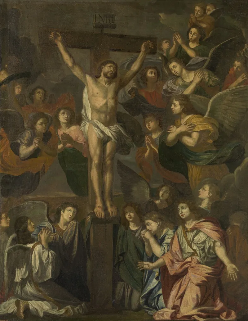 Crucified Christ Surrounded By Angels Wall Art by Gerard Edelinck - High-Resolution Digital Print