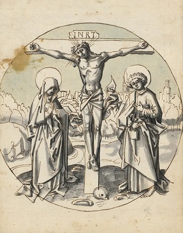 Crucifixion Of Christ With Mary And John Wall Art by Circle Of Hans Holbein The Elder - High-Resolution Digital Print