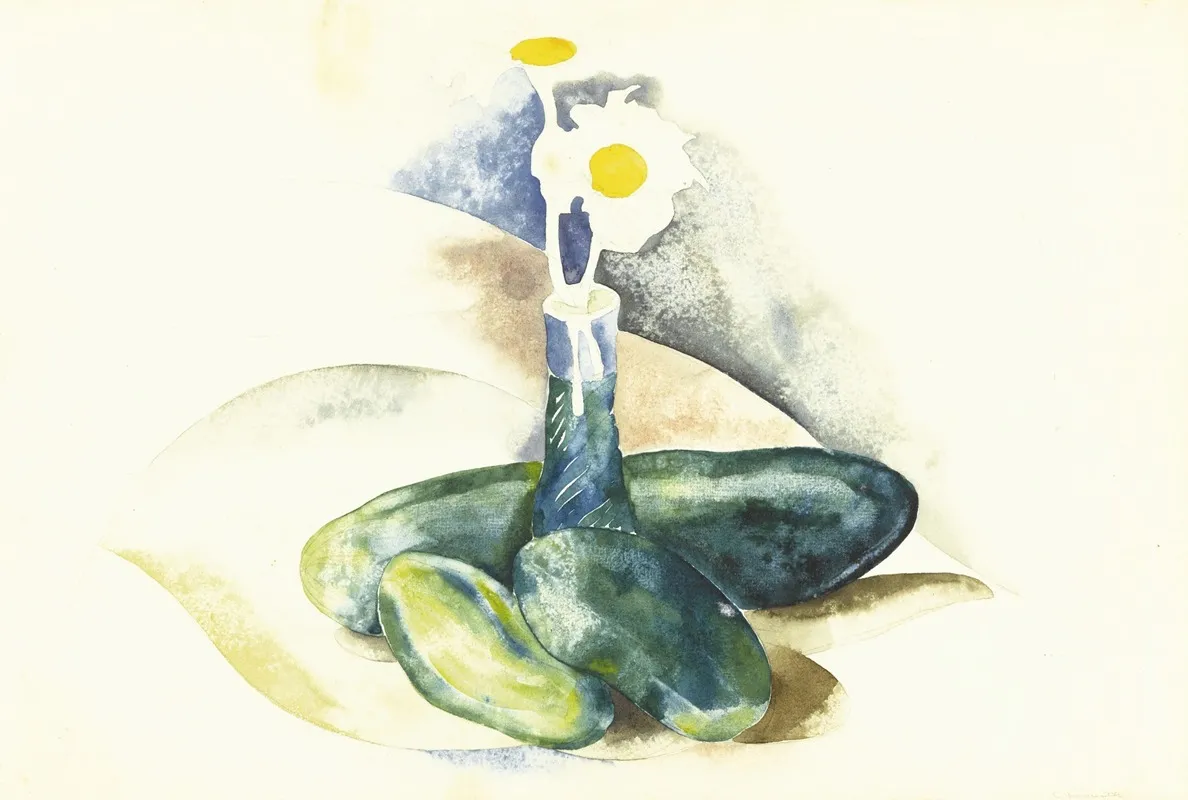 Cucumbers And A Flask Of Daisies Wall Art by Charles Demuth - High-Resolution Digital Print