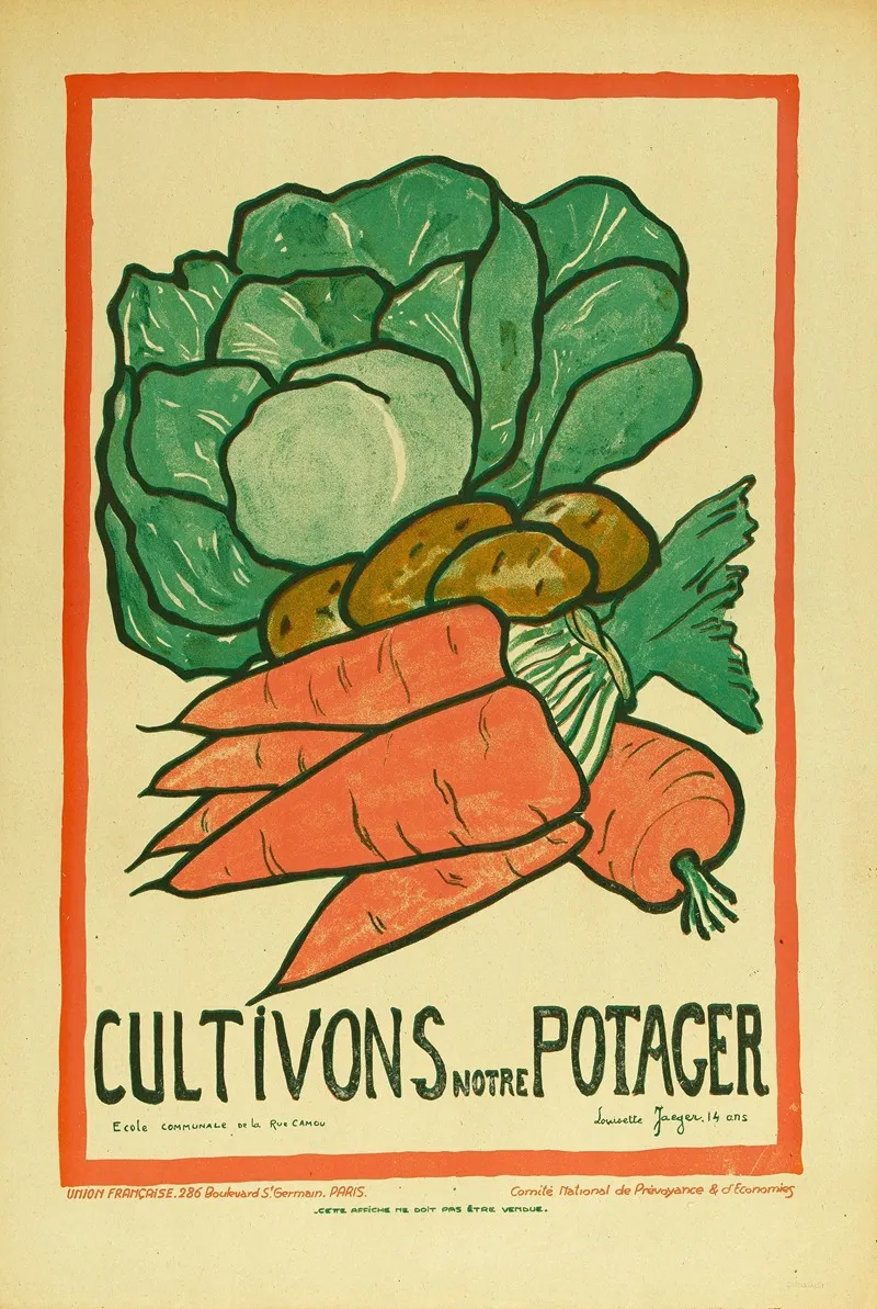Cultivons Notre Potager Wall Art by Louisette Jaeger - High-Resolution Digital Print