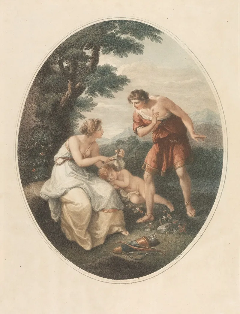 Cupid And Cephisa Wall Art by Angelica Kauffmann - High-Resolution Digital Print