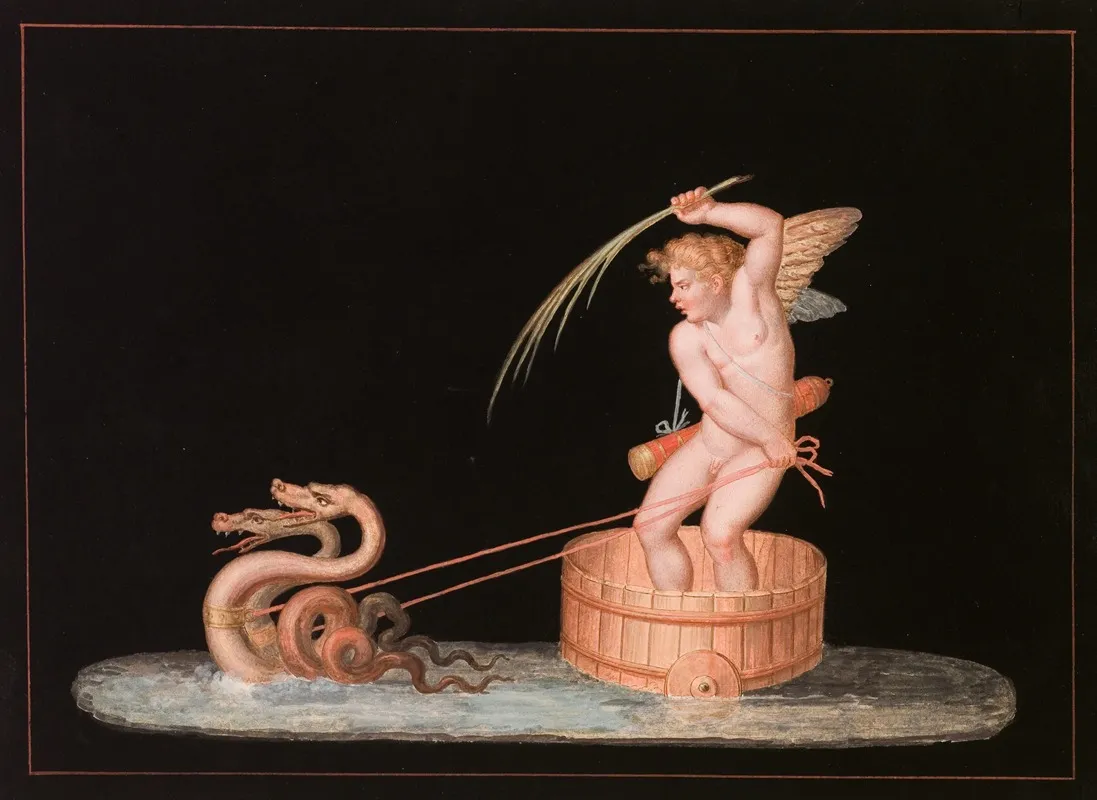 Cupid Drawn By Two Sea Serpents Wall Art by Michaelangelo Maestri - High-Resolution Digital Print