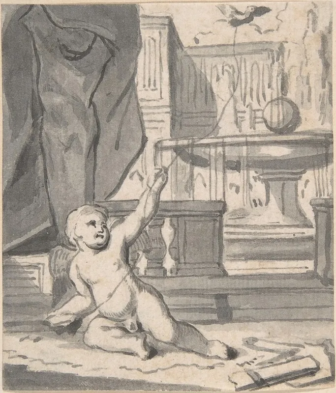 Cupid With A Bird On A String