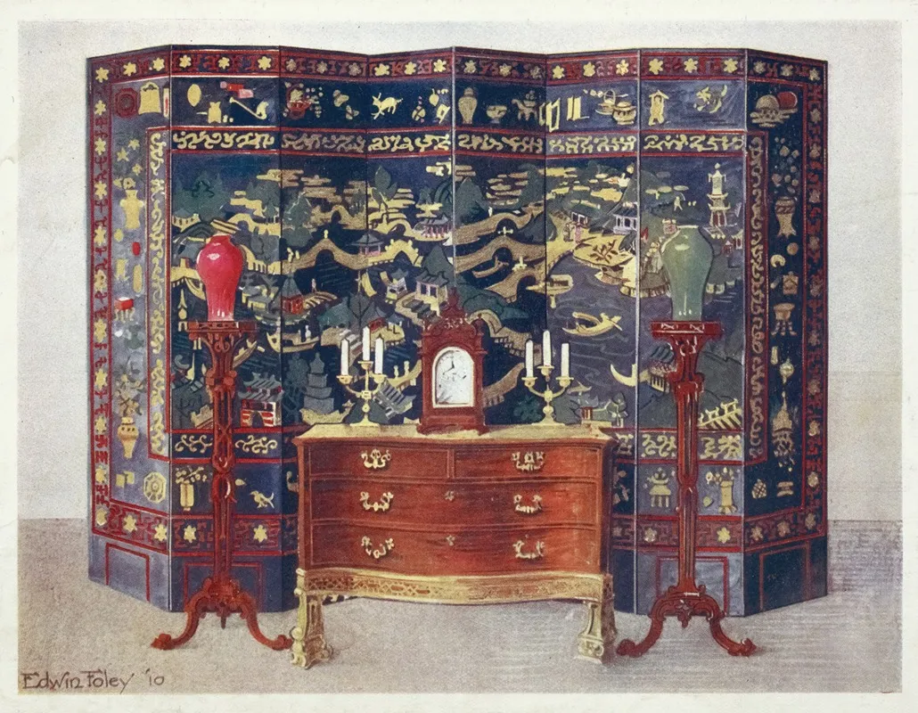 Curved Commode Table Chippendale Under French Influence Wall Art by Edwin Foley - High-Resolution Digital Print