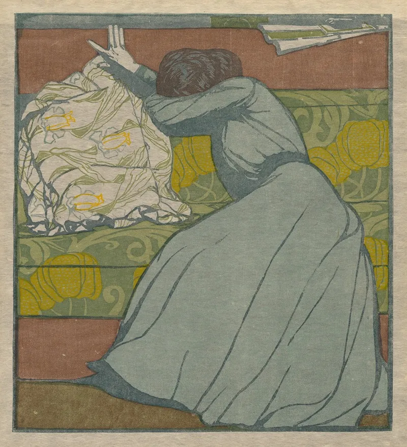 Cushion Martha Kurzweil Seated On A Divan Wall Art by Max Kurzweil - High-Resolution Digital Print