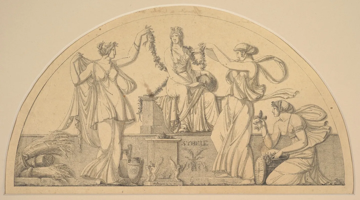 Cybele And Three Attendants Wall Art by Antoine Léonard Du Pasquier - High-Resolution Digital Print