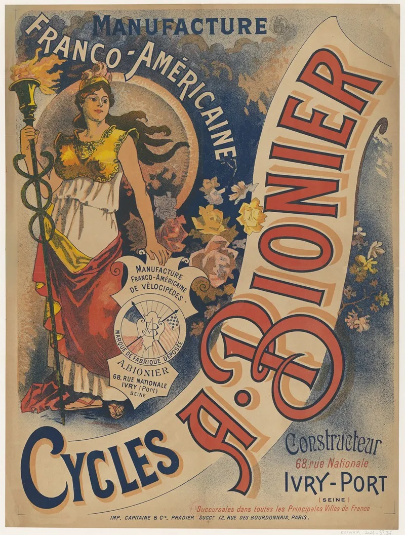 Cycles A Bionier Manufacture Franco Americaine Constructeur 68 Rue Nationale Ivry Port Seine Wall Art by Imp. Capitaine & Cie - High-Resolution Digital Print