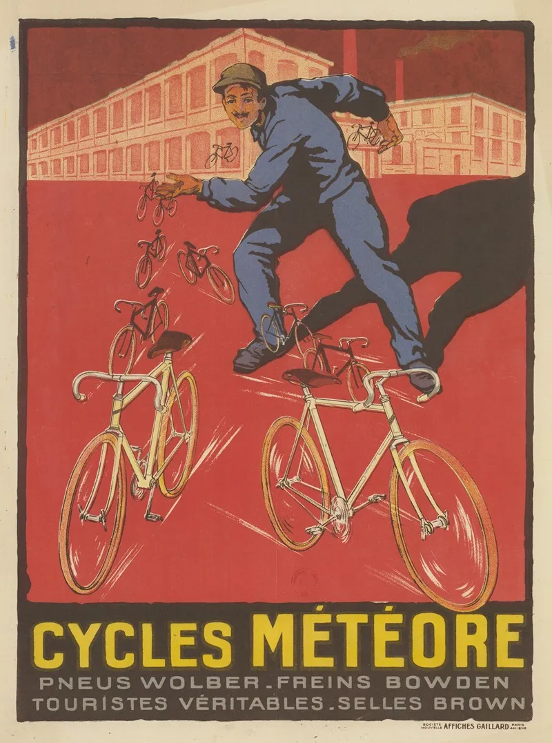 Cycles Meteore Pneus Wolber Freins Bowden Touristes Veritables Selles Brown Wall Art by Affiches Gaillard - High-Resolution Digital Print