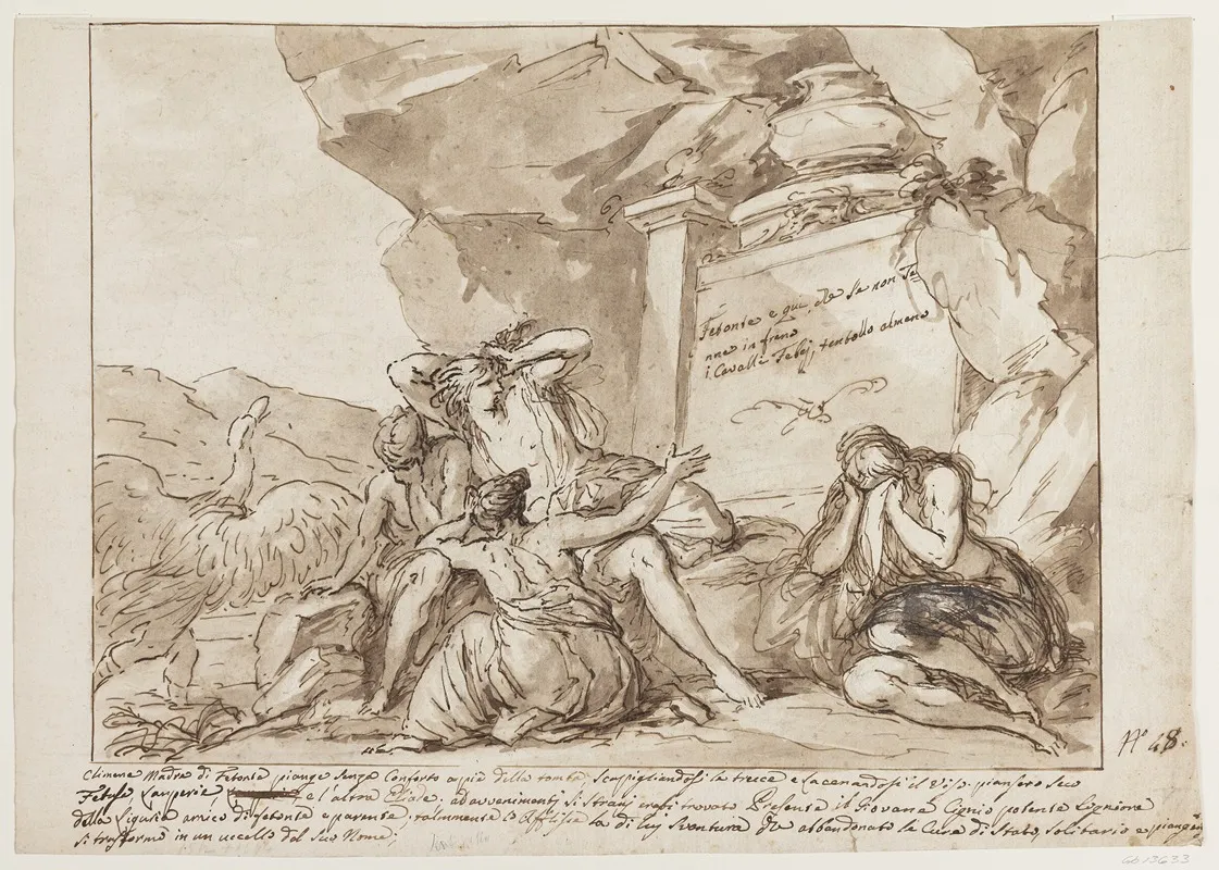 Cygnus Son Of Sthenelus Is Transformed Into A Swan Out Of Grief Over The Death Of Phateon Wall Art by Giuseppe Barberi - High-Resolution Digital Print