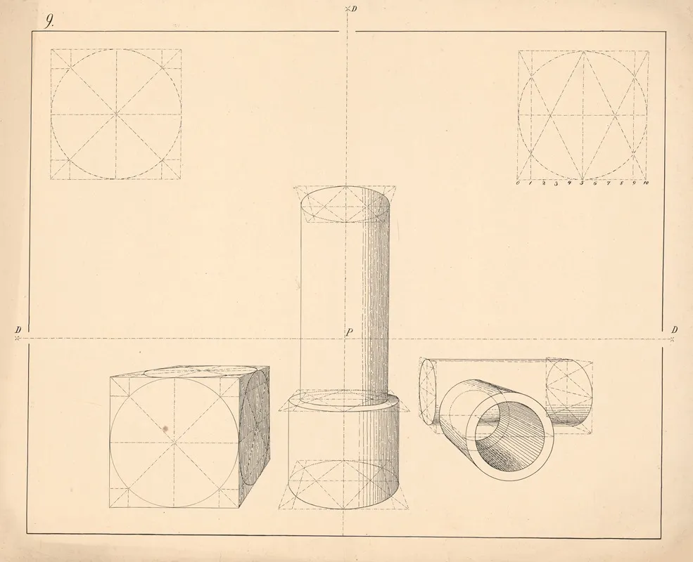 Cylindrical Columns Support Pillars Wall Art by Søren Jacob Grønvald - High-Resolution Digital Print