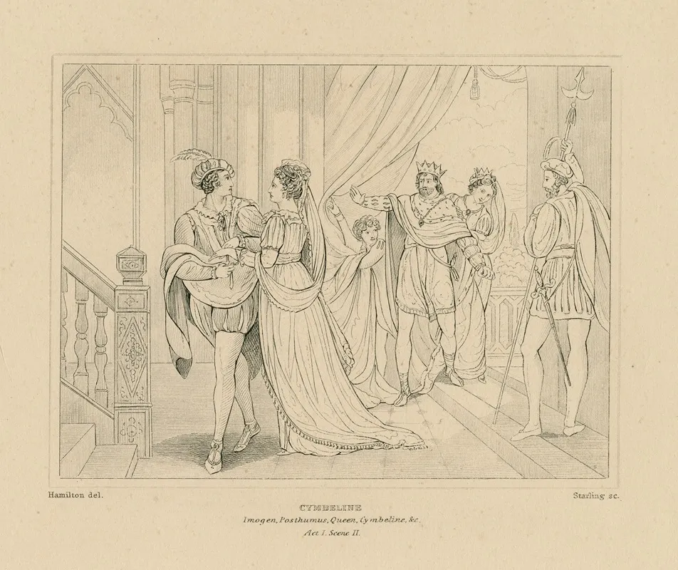 Cymbeline Imogen Posthumus Queen Cymbeline C Act I Scene Ii Wall Art by William Francis Starling - High-Resolution Digital Print
