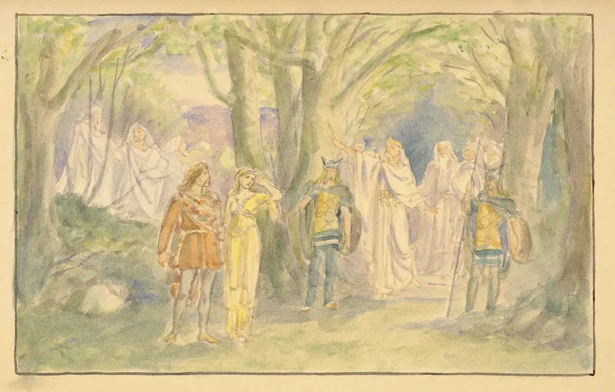Cymbeline Posthumus Attack The King Act I Scene Ii Wall Art by Walford Graham Robertson - High-Resolution Digital Print