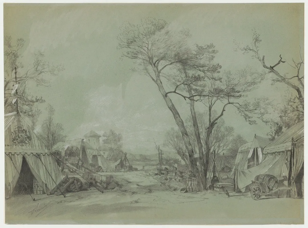 Cyrano De Bergerac Maquette De Decor Le Siege Darras Le Campement Apres La Bataille Wall Art by Alfred Lemeunier - High-Resolution Digital Print