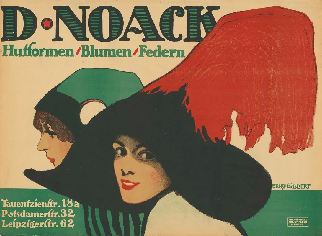 D Noack Hutformen Blumen Federn Wall Art by Ernst Lübbert - High-Resolution Digital Print
