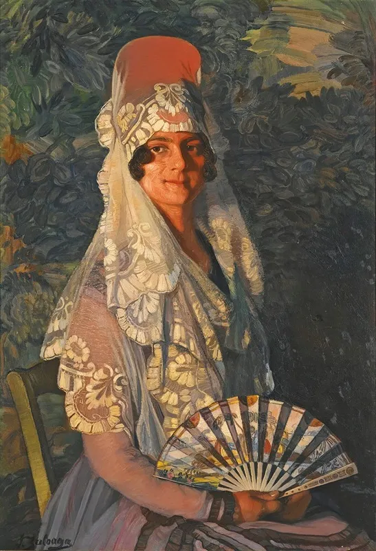Dama Con Mantilla Y Abanico Lady With Mantilla And Fan