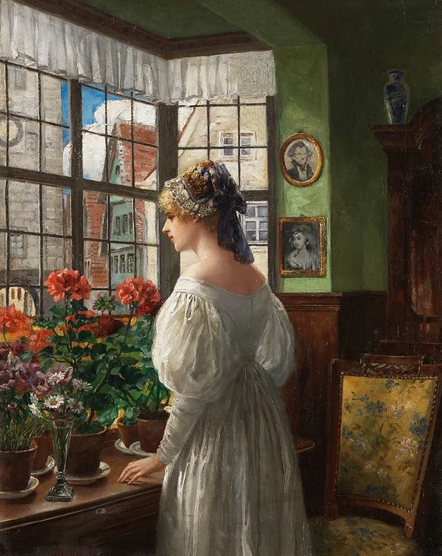 Dame Am Fenster Wall Art by Carl Röhling - High-Resolution Digital Print