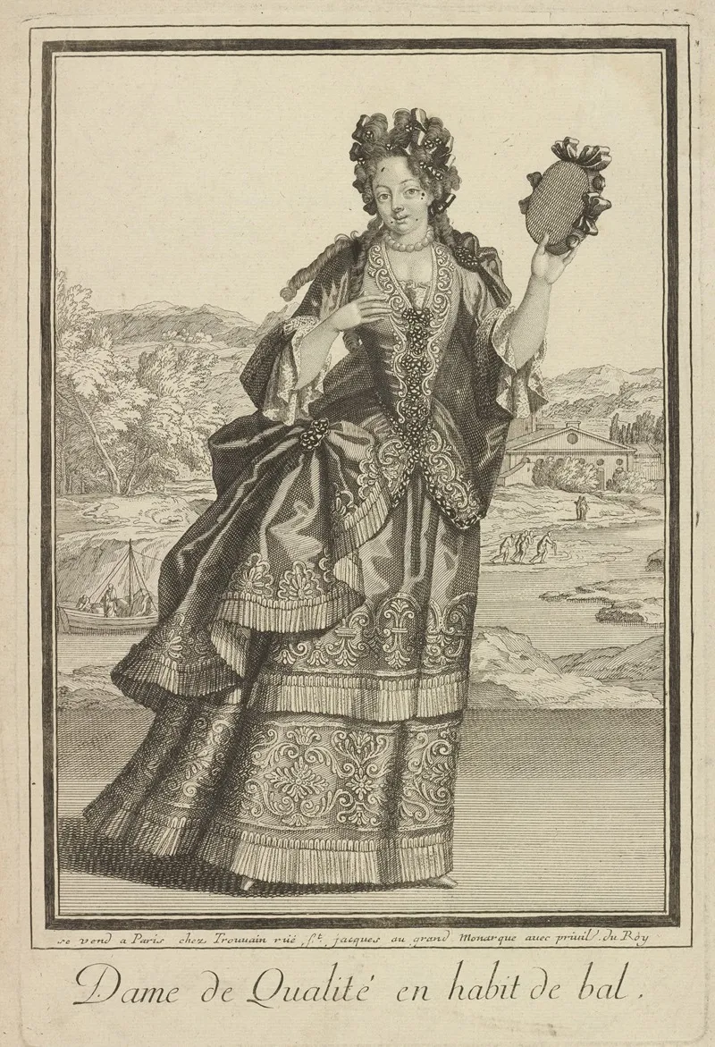 Dame De Qualite En Habit De Bal Wall Art by Jean Bérain - High-Resolution Digital Print