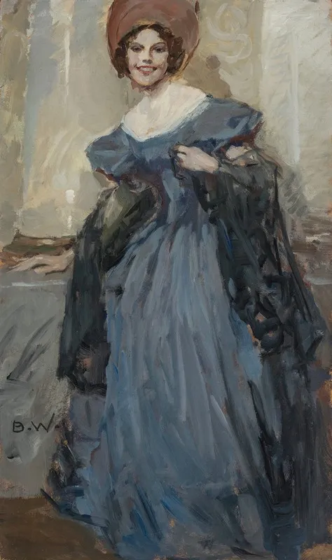 Dame Im Dunkelblauen Ballkleid Wall Art by Brynolf Wennerberg - High-Resolution Digital Print