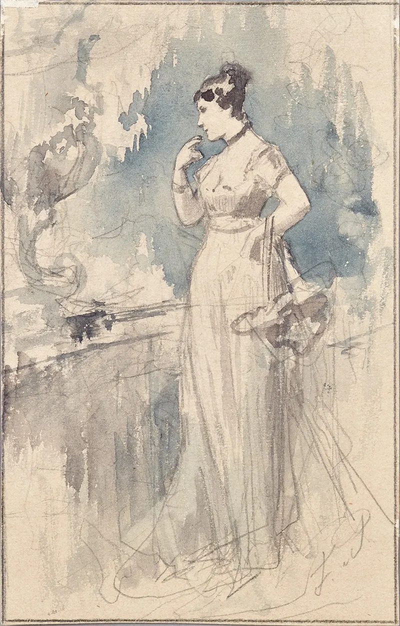 Dame In Langem Kleid Wall Art by Franz von Persoglia - High-Resolution Digital Print