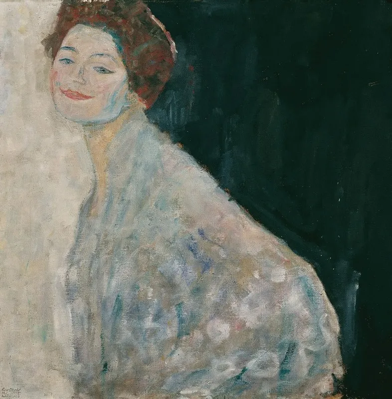 Dame In Weis Wall Art by Gustav Klimt - High-Resolution Digital Print
