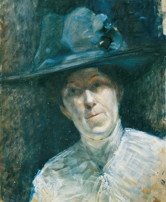 Dame Mit Blauem Hut Wall Art by Ernestine von Hüttenbrenner - High-Resolution Digital Print