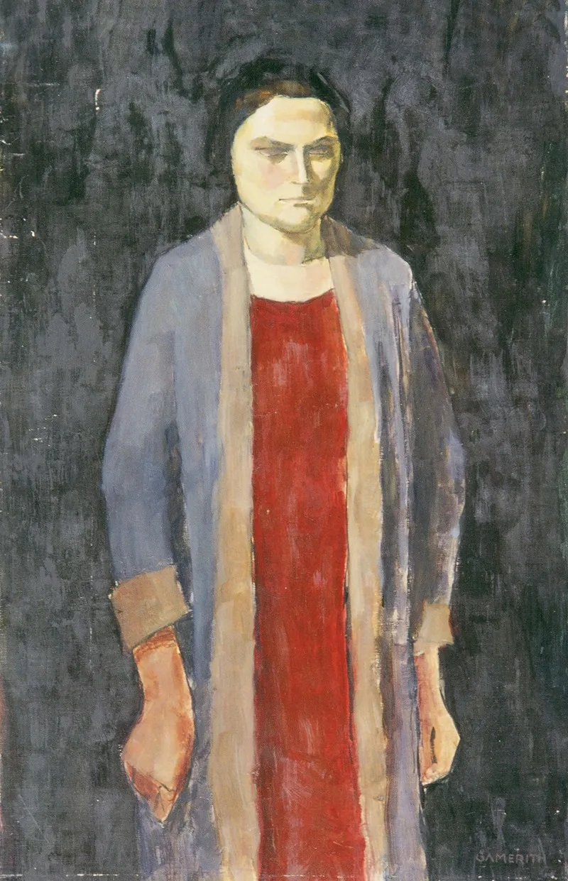 Dame Mit Blauem Mantel