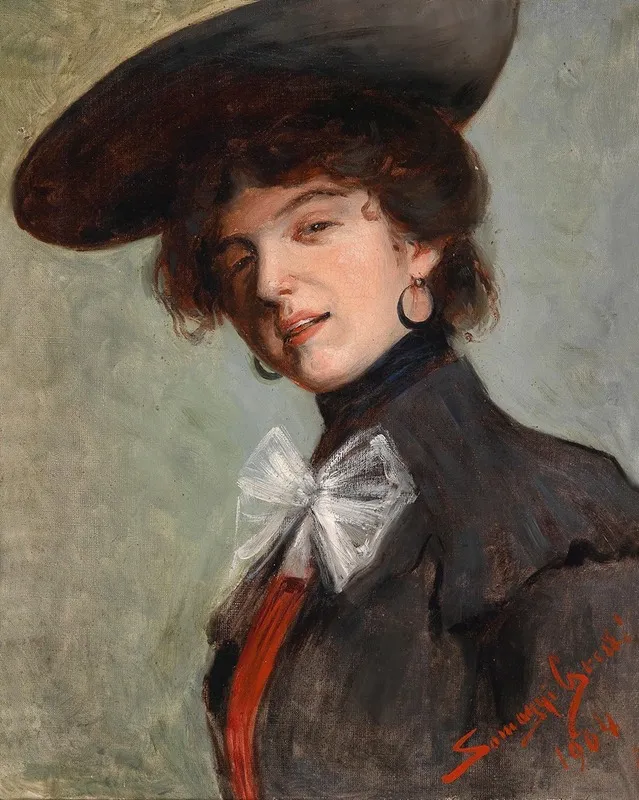Dame Mit Hut Wall Art by G Somogyi - High-Resolution Digital Print