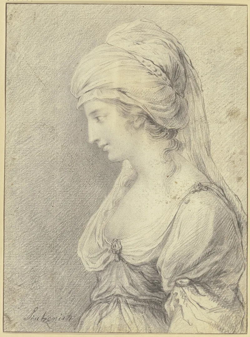 Dame Mit Turbanartiger Kopfbedeckung Im Profil Nach Links Zemire Aus Zemire Et Azor Wall Art by Heinrich Sintzenich - High-Resolution Digital Print