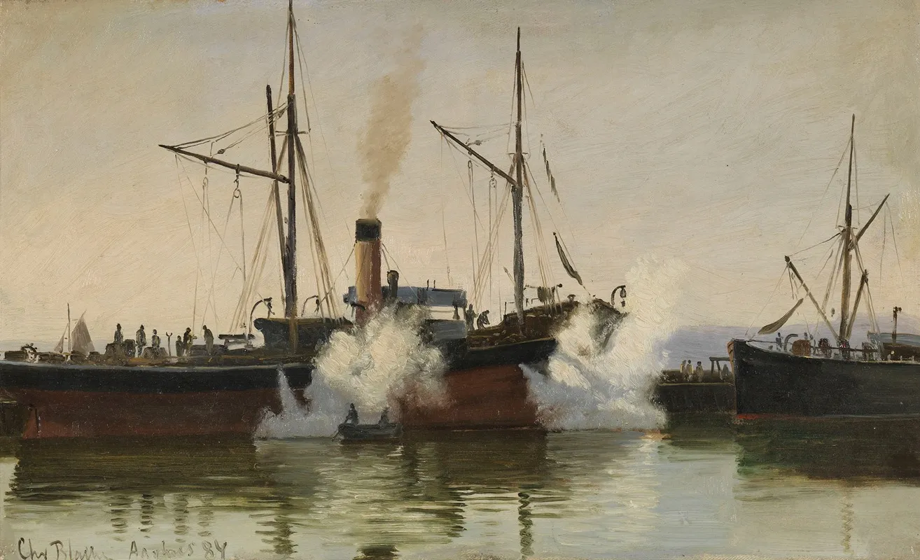Dampfer Im Hafen Von Aarhus Wall Art by Christian Blache - High-Resolution Digital Print