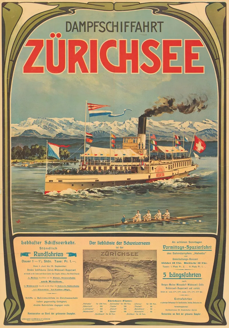 Dampfschiffahrt Zurichsee Wall Art by H. Rüegg &amp; Co. - High-Resolution Digital Print