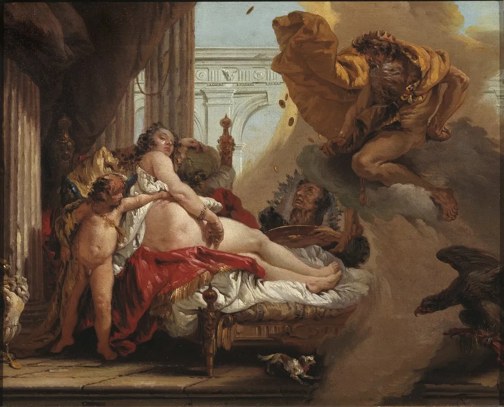 Danae And The Golden Shower After Giovanno Battista Tiepolo Wall Art by Jonas Hoffman - High-Resolution Digital Print