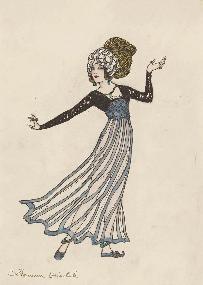 Dancer In Orientalist Costume Danseuse Orientale Wall Art by Jacques Antoine Doucet - High-Resolution Digital Print