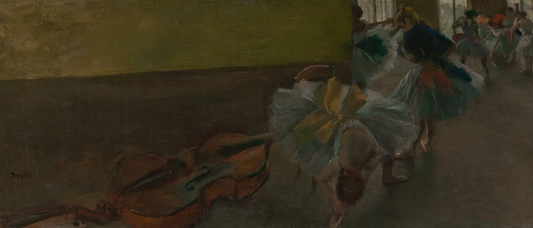 Dancers In The Rehearsal Room With A Double Bass
