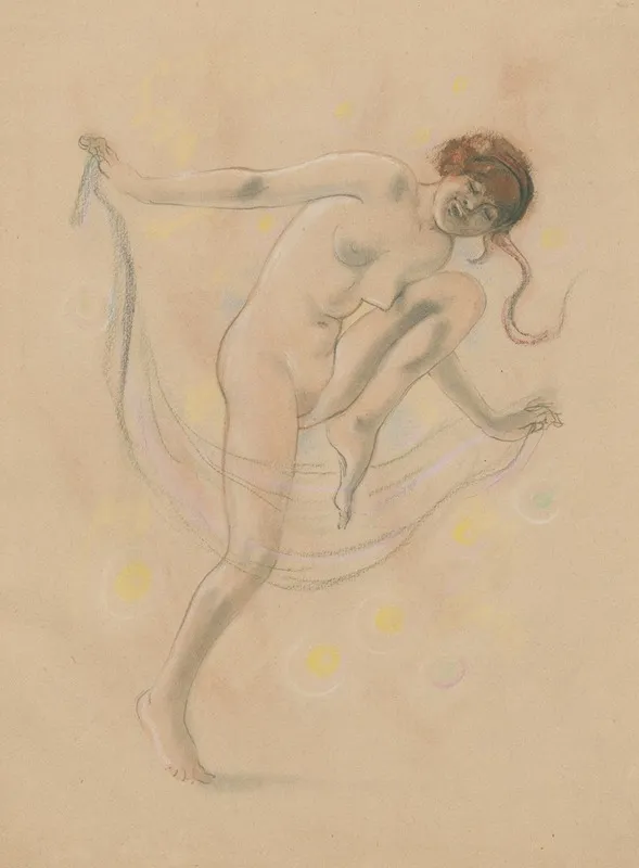 Dancing Female Nude With Veil