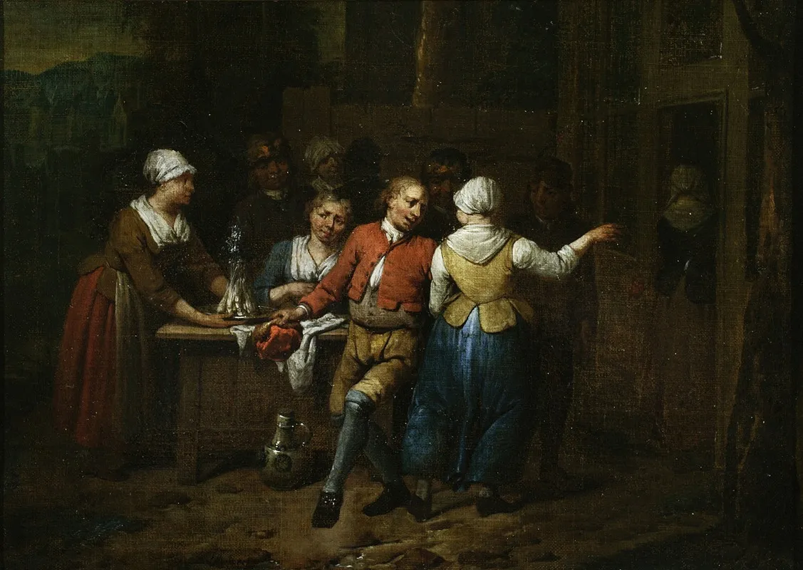 Dancing In Front Of A Tavern Wall Art by Jan Baptist Lambrechts - High-Resolution Digital Print