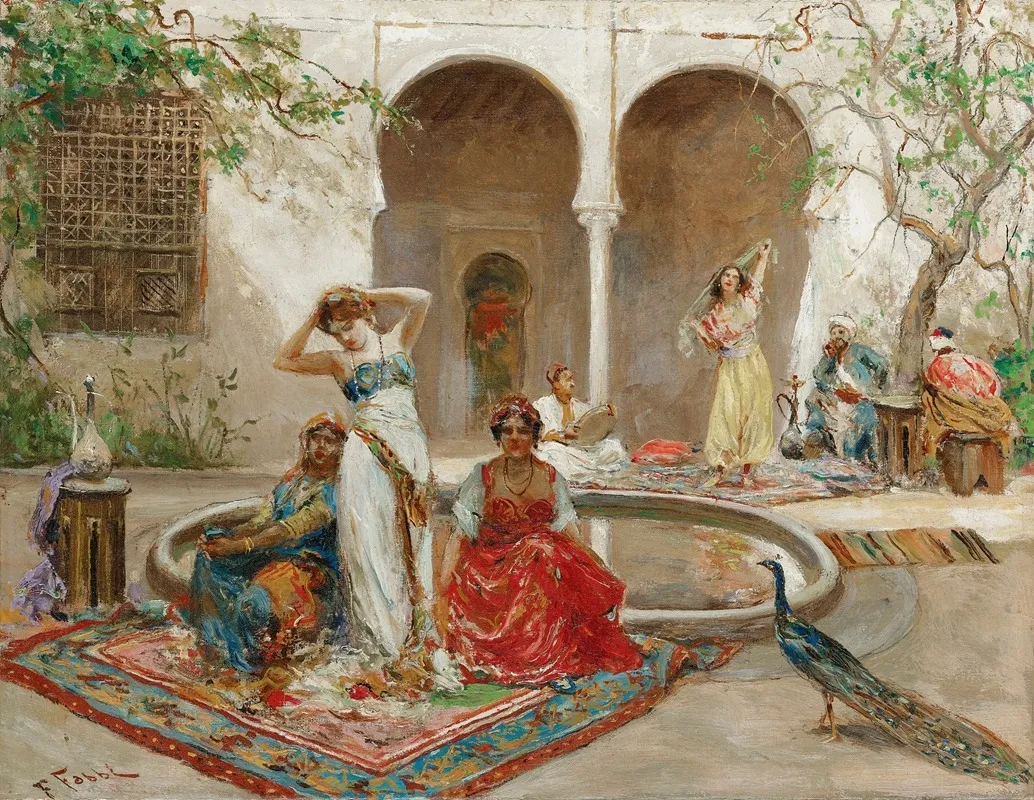 Dancing In The Harem Courtyard Wall Art by Fabio Fabbi - High-Resolution Digital Print