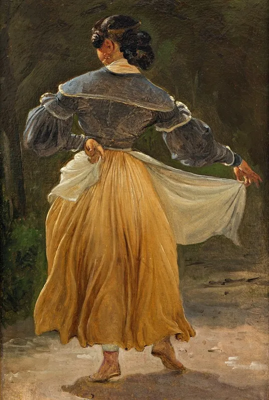Dancing Roman Woman Study For Romans Gathered For Merriment At An Osteria Wall Art by Wilhelm Marstrand - High-Resolution Digital Print