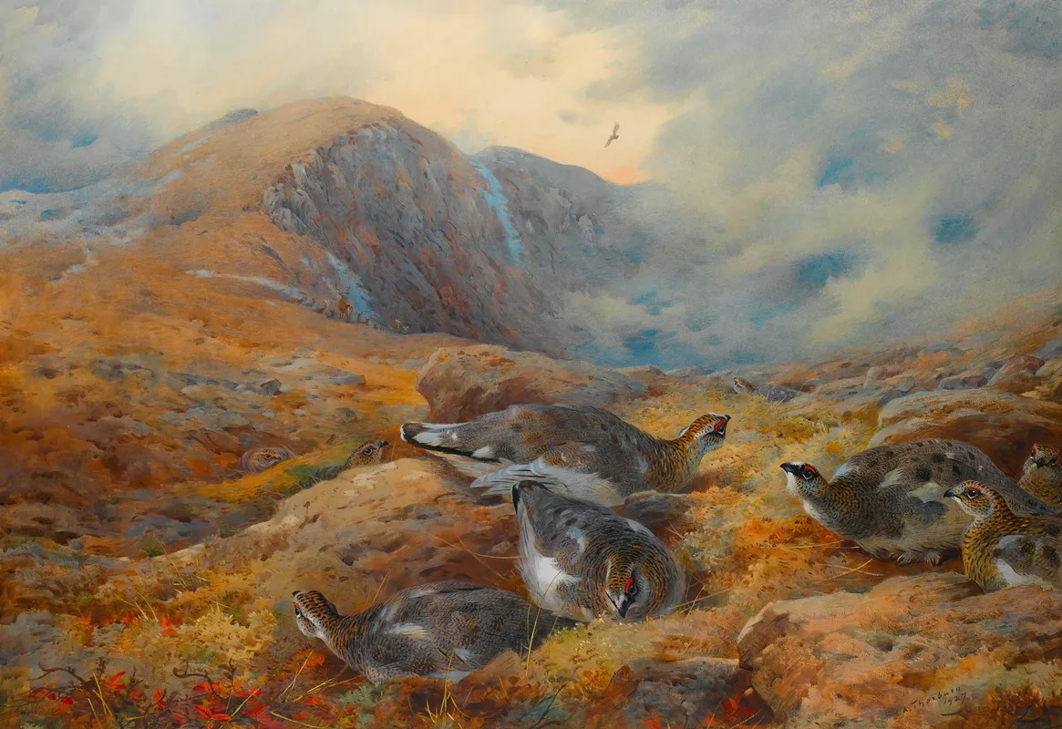 Danger Aloft Ptarmigan Wall Art by Archibald Thorburn - High-Resolution Digital Print
