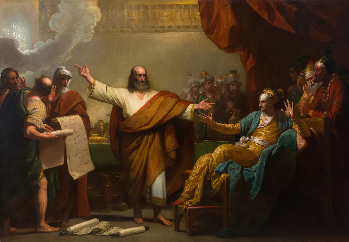 Daniel Interpreting To Belshazzar The Writing On The Wall Wall Art by Benjamin West - High-Resolution Digital Print