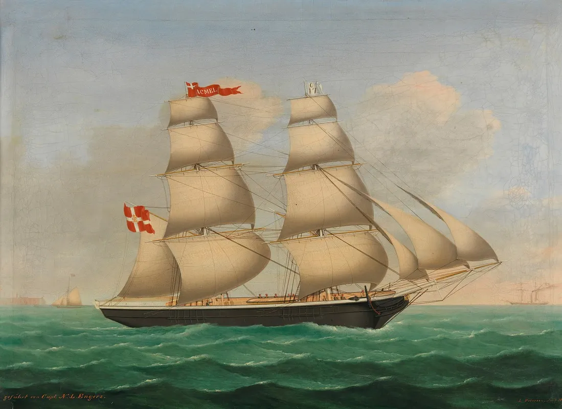Danische Brigg Acmel Gefuhrt Von Capt N L Engers Vor Helgoland Wall Art by Lorenz Petersen - High-Resolution Digital Print