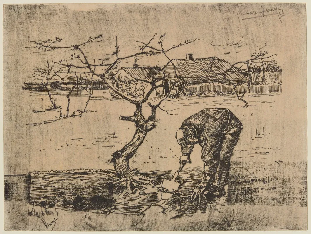 Dans Le Verger Le Becheur Wall Art by Vincent van Gogh - High-Resolution Digital Print
