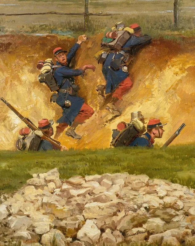 Dans Un Ravin Lignards 3 Wall Art by Jean-Baptiste Édouard Detaille - High-Resolution Digital Print
