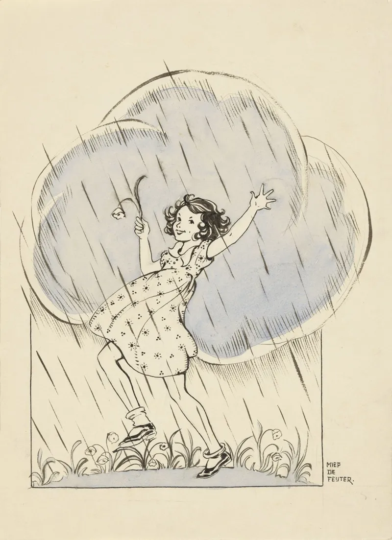 Dansend Meisje Onder Een Regenwolk 2