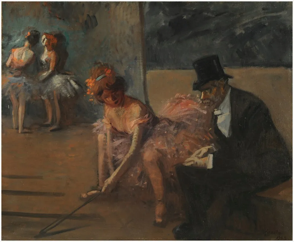 Danseuse Et Admirateur Derriere La Scene Wall Art by Jean-Louis Forain - High-Resolution Digital Print