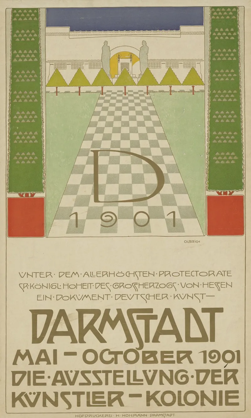 Darmstadt Die Ausstellung Der Kunstler Kolonie Wall Art by Joseph Maria Olbrich - High-Resolution Digital Print